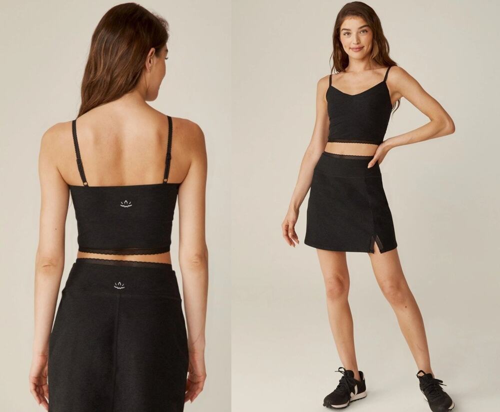 Beyond Yoga Allure Spacedye Lace Mini Skirt Darkest Night Sz L